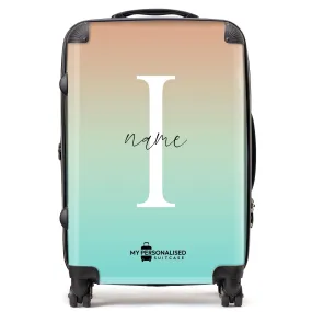 Personalised Green and Peach Ombre Gradient Suitcase