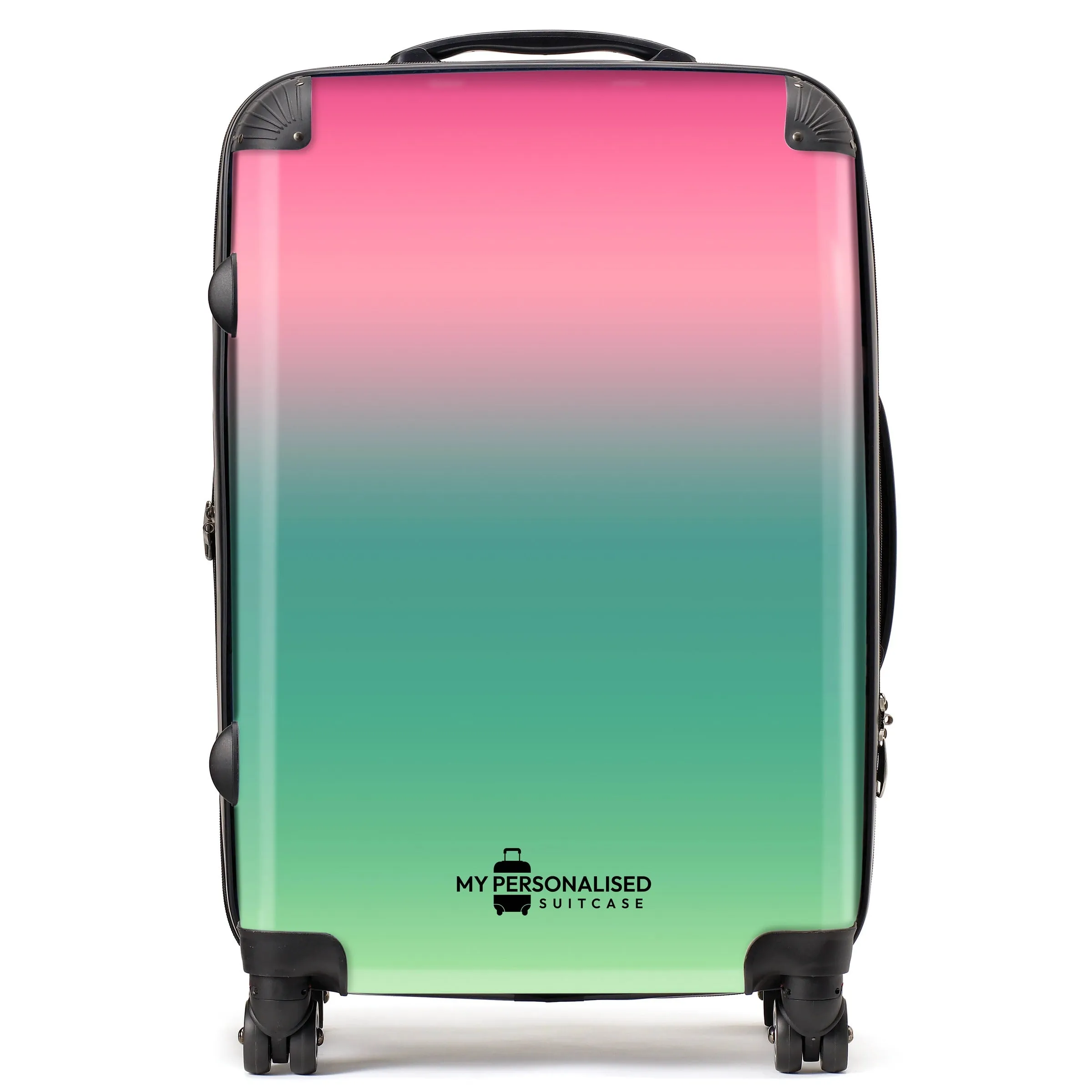 Personalised Green and Pink Ombre Gradient Suitcase