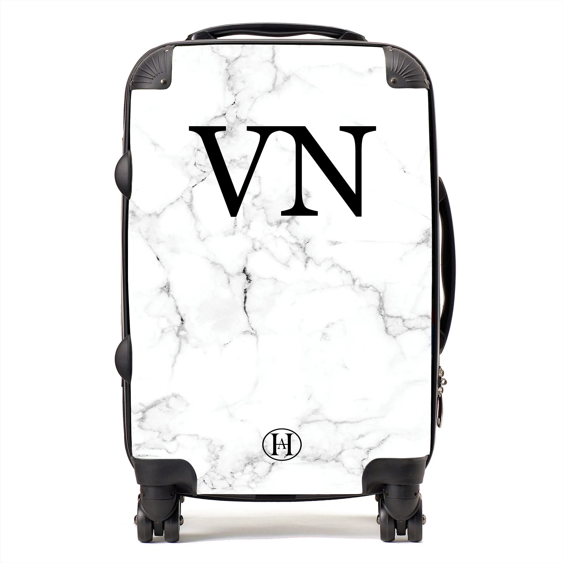 Personalised Printed Suitcase - White Marble