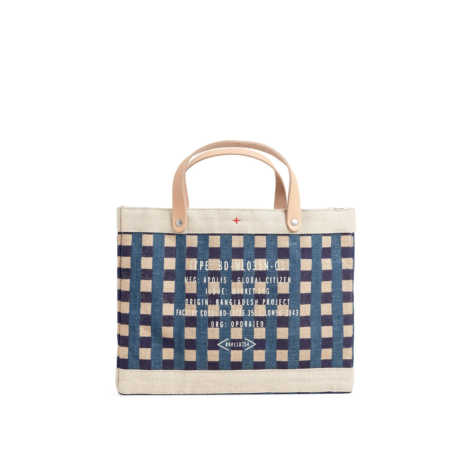 Petite Market Bag in Navy Gingham