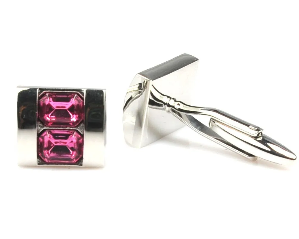 Pink Crystal Shell Cufflinks