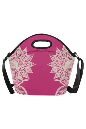 Pink Peacock Mandala Neoprene Lunch Bag/Large (Model 1669)