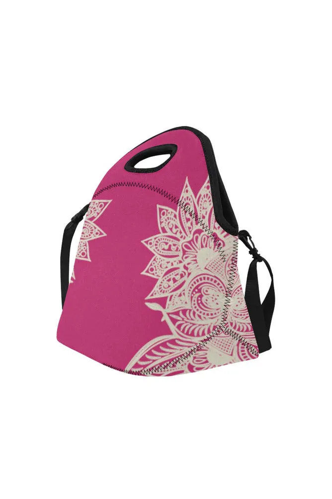 Pink Peacock Mandala Neoprene Lunch Bag/Large (Model 1669)