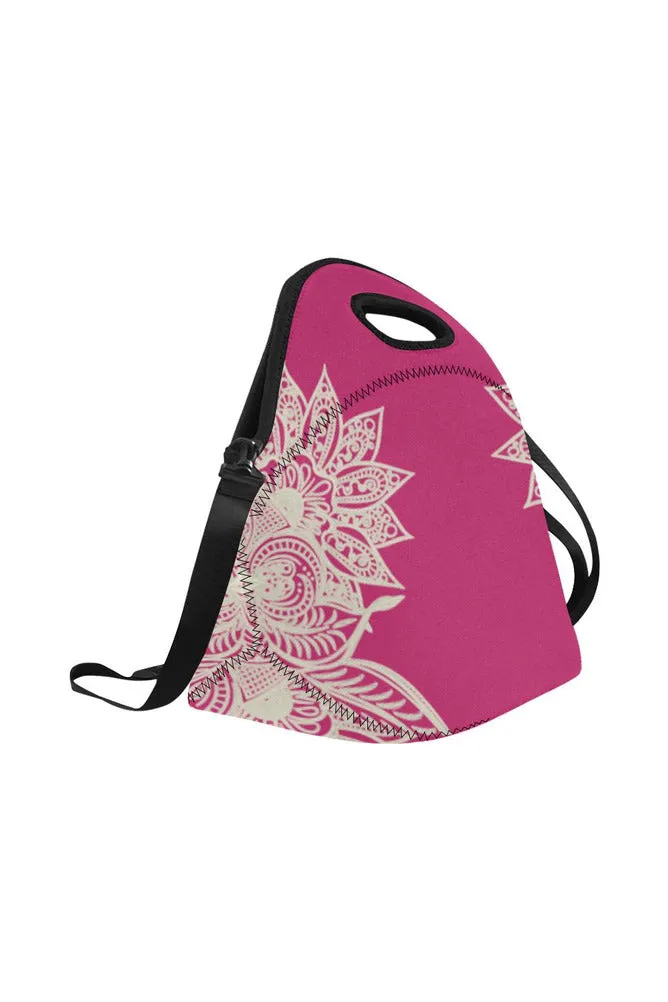 Pink Peacock Mandala Neoprene Lunch Bag/Large (Model 1669)