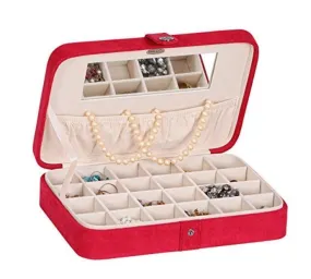 Plush Fabric Jewelry Box with Twenty-four Sections