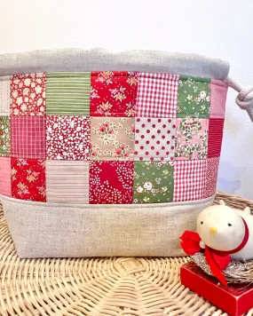 Podgy Drawstring Project Bag - Winter Patchwork