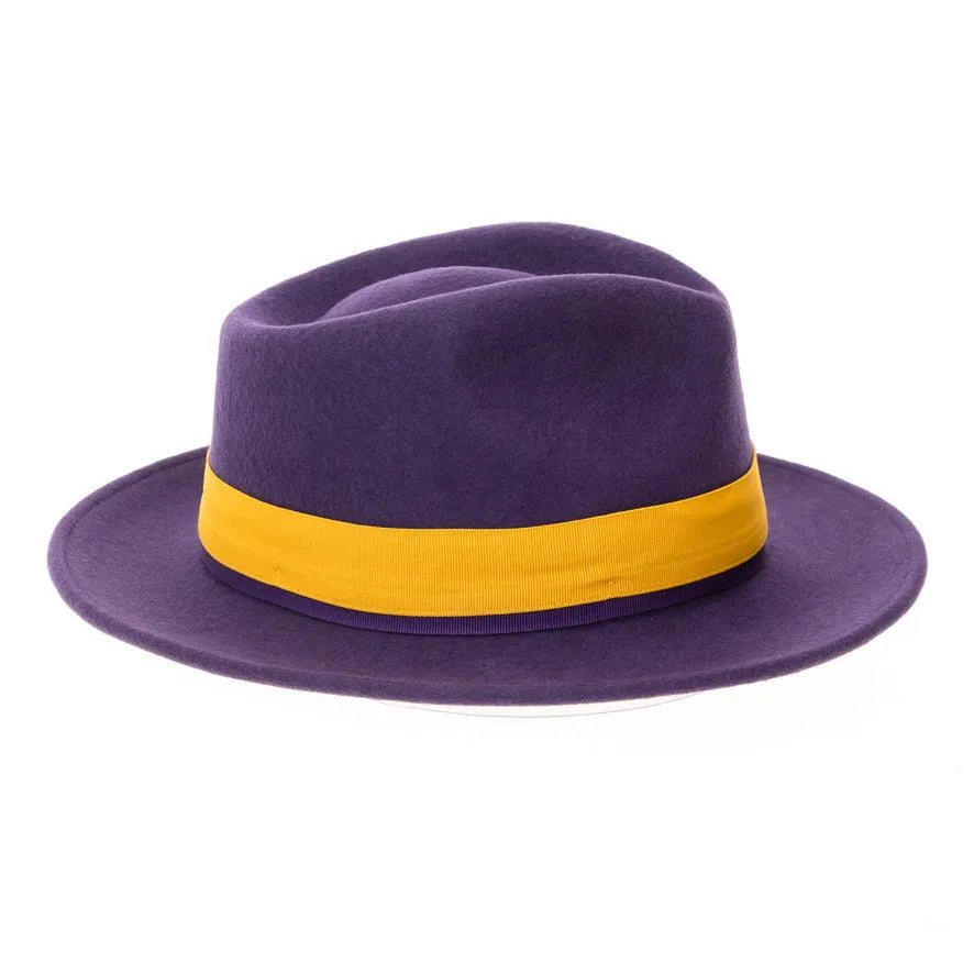 Purple & Gold Grayson Fedora 100% Australian Wool Crushable Hat