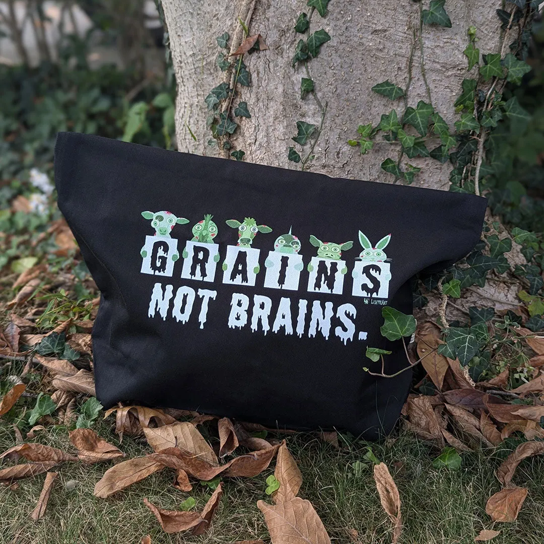 "Grains not Brains" Vegan Halloween Organic Cotton Tote Bag