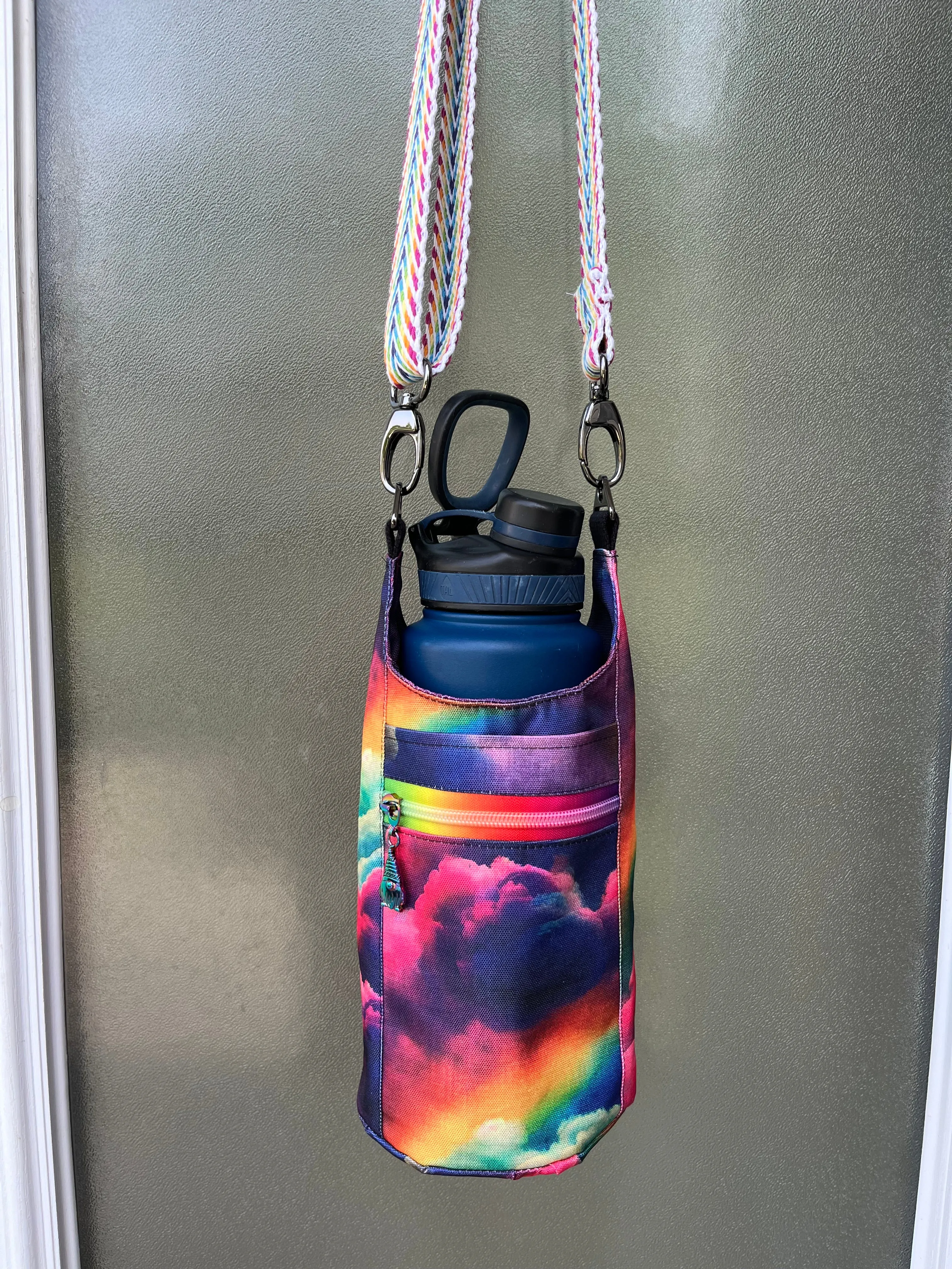 Rainbow Clouds Themed Water Bottle Sling