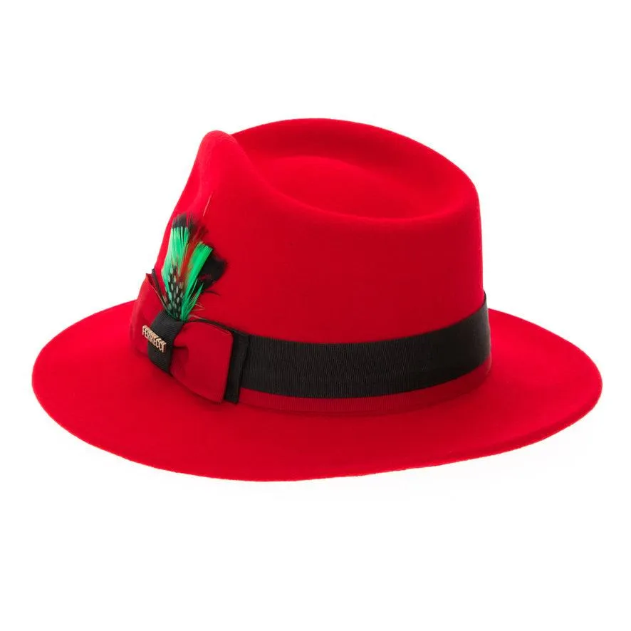 Red & Black Grayson Fedora 100% Australian Wool Crushable Hat