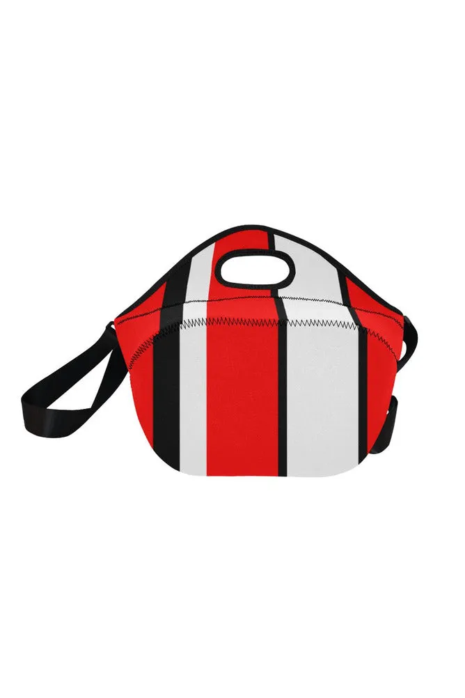 red black white stripe Neoprene Lunch Bag/Large (Model 1669)