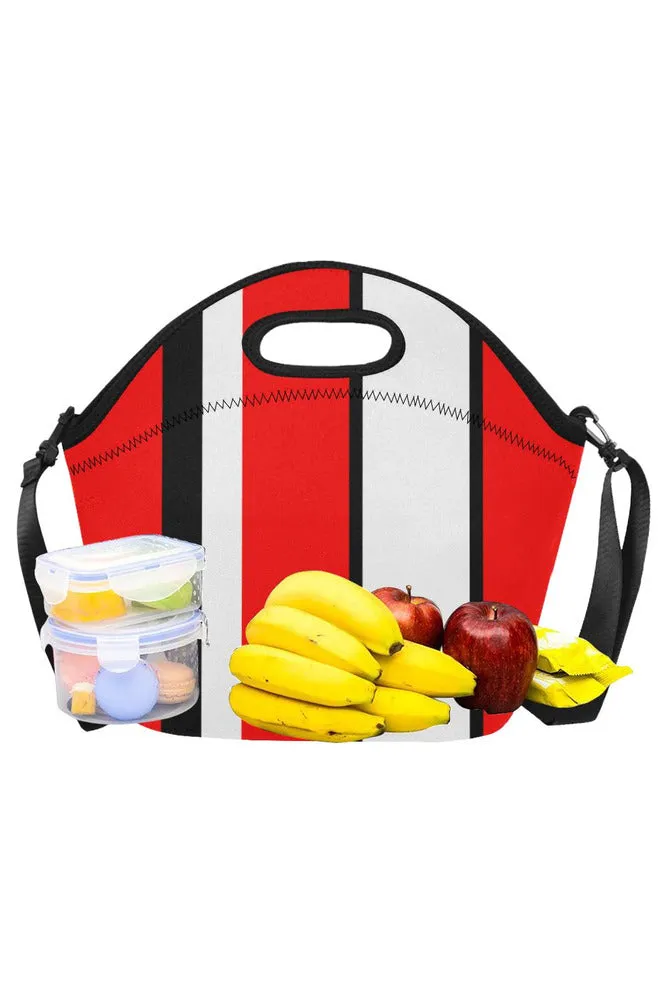 red black white stripe Neoprene Lunch Bag/Large (Model 1669)