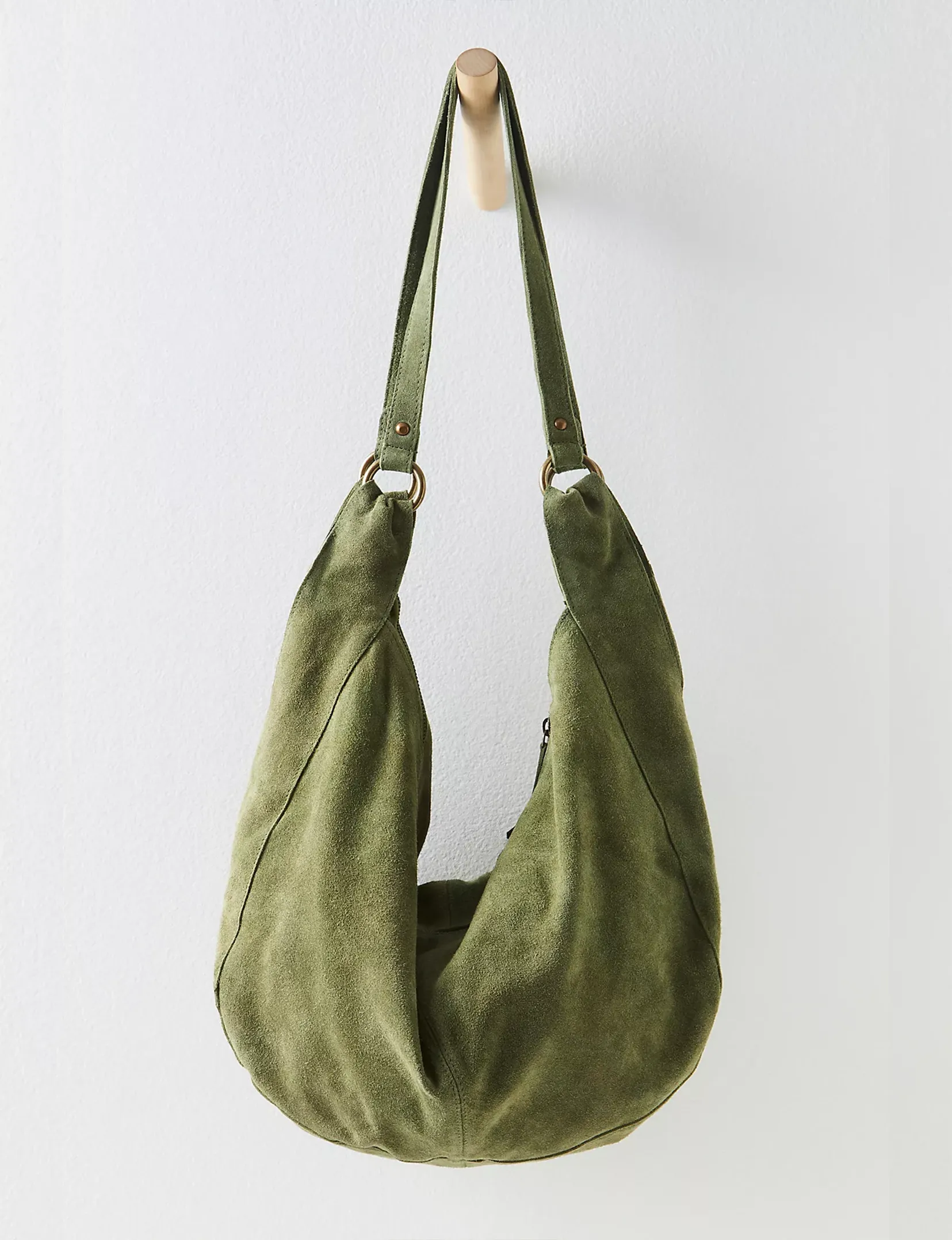 Roma Suede Tote, Olive Moss