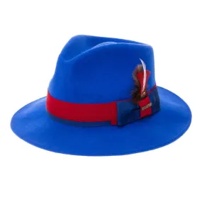 Royal Blue & Red Grayson Fedora 100% Australian Wool Crushable Hat