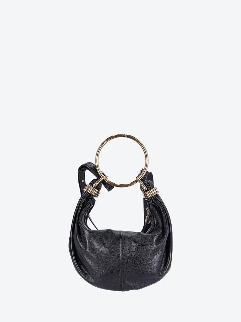 Shiny grained calfskin bracelet bag