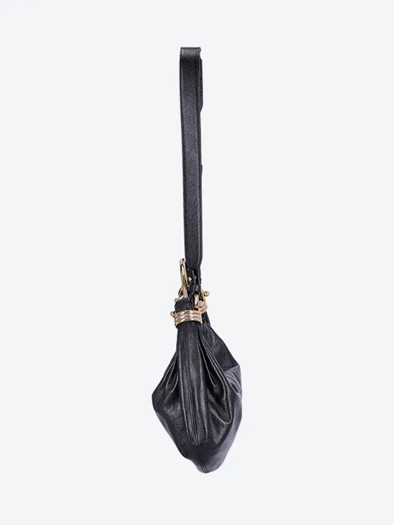 Shiny grained calfskin bracelet bag