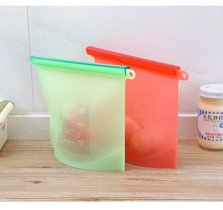 Silicone Vacuum Food Sealer Bags Wraps Fridge Food Storage Container 1.5 Litres - Vacum Sealing Bag - Refrigerator Frozen Bag Fresh Fruit