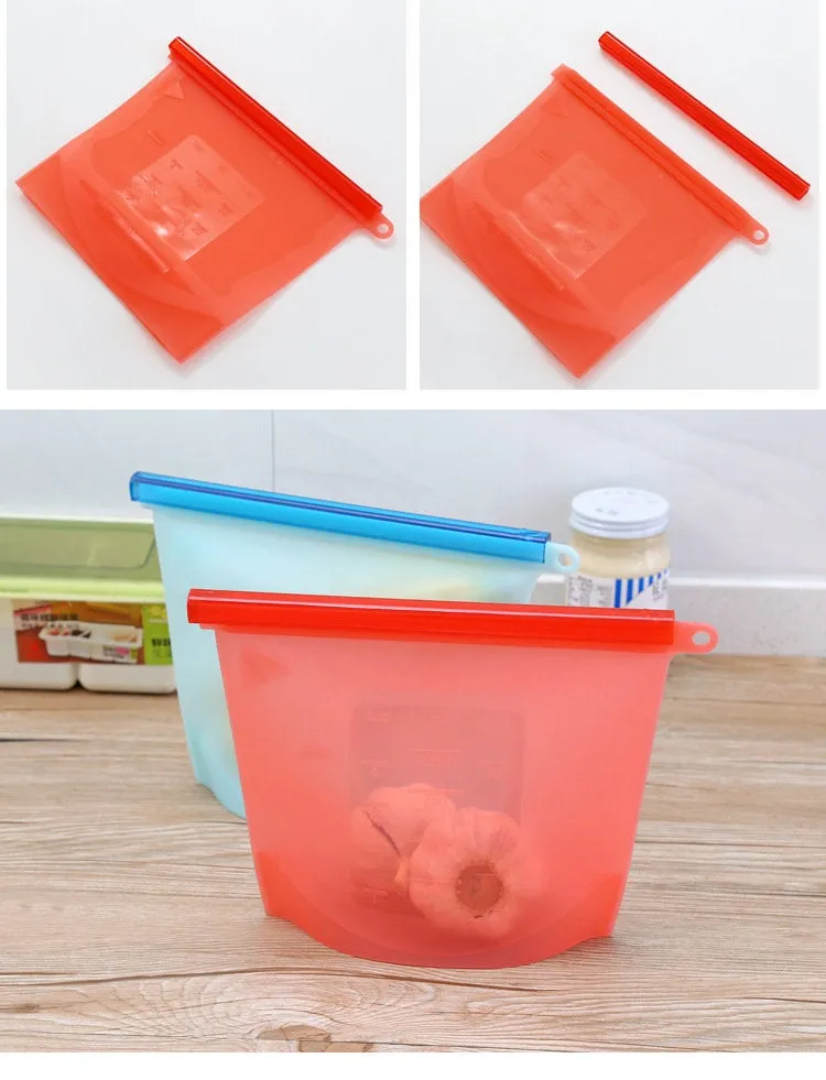 Silicone Vacuum Food Sealer Bags Wraps Fridge Food Storage Container 1.5 Litres - Vacum Sealing Bag - Refrigerator Frozen Bag Fresh Fruit