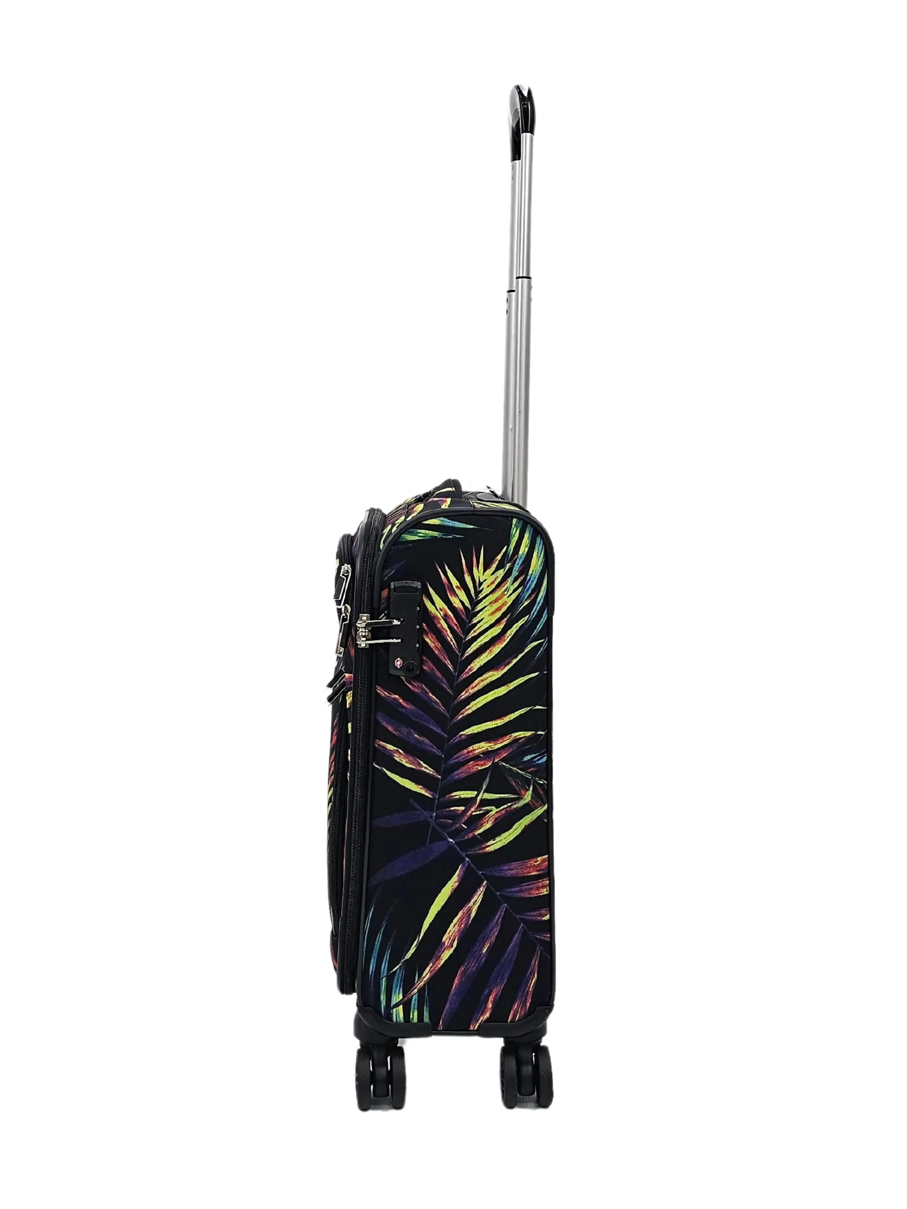 Soft Shell Butterfly Leaf Check Print Suitcase