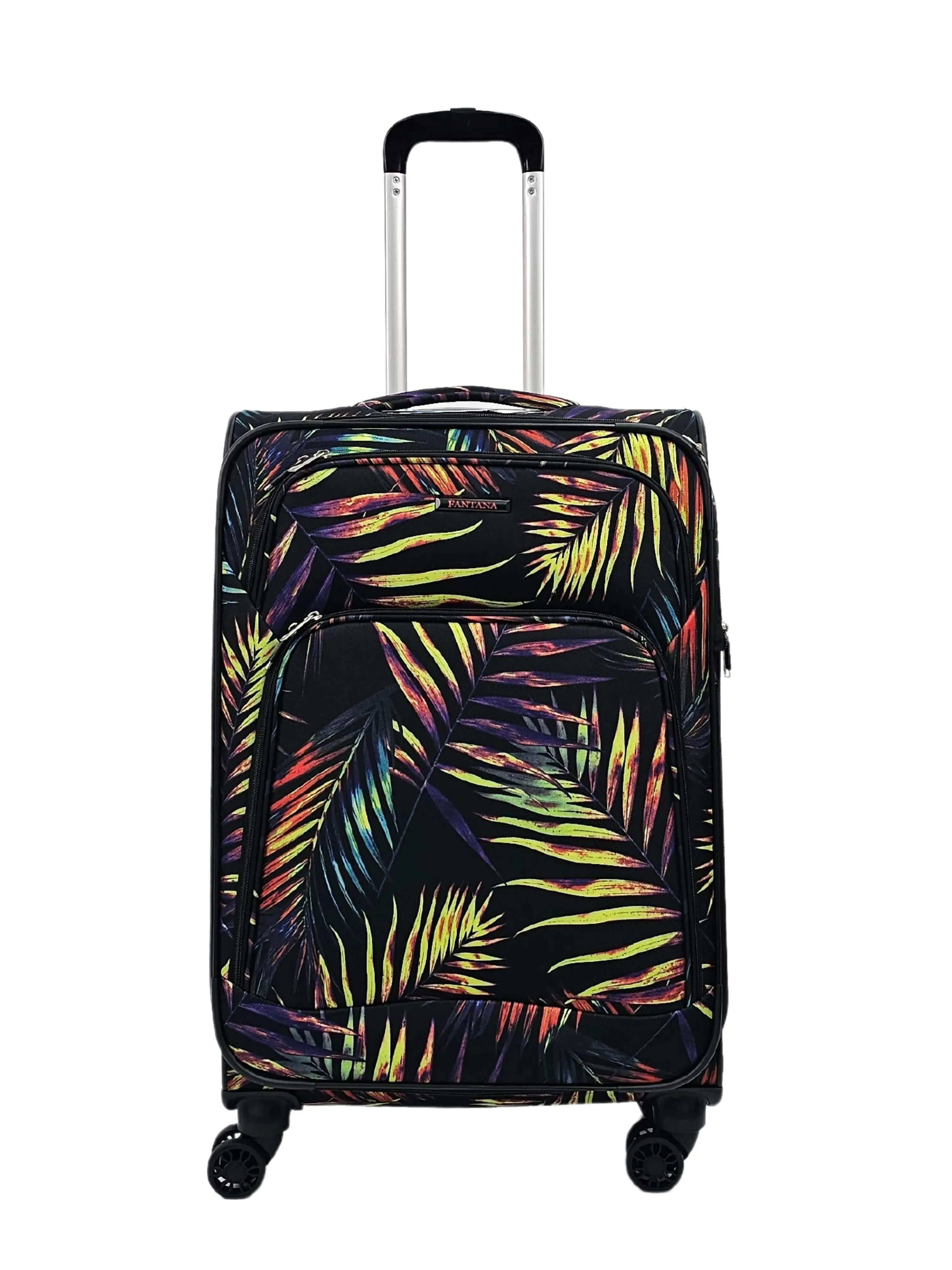 Soft Shell Butterfly Leaf Check Print Suitcase