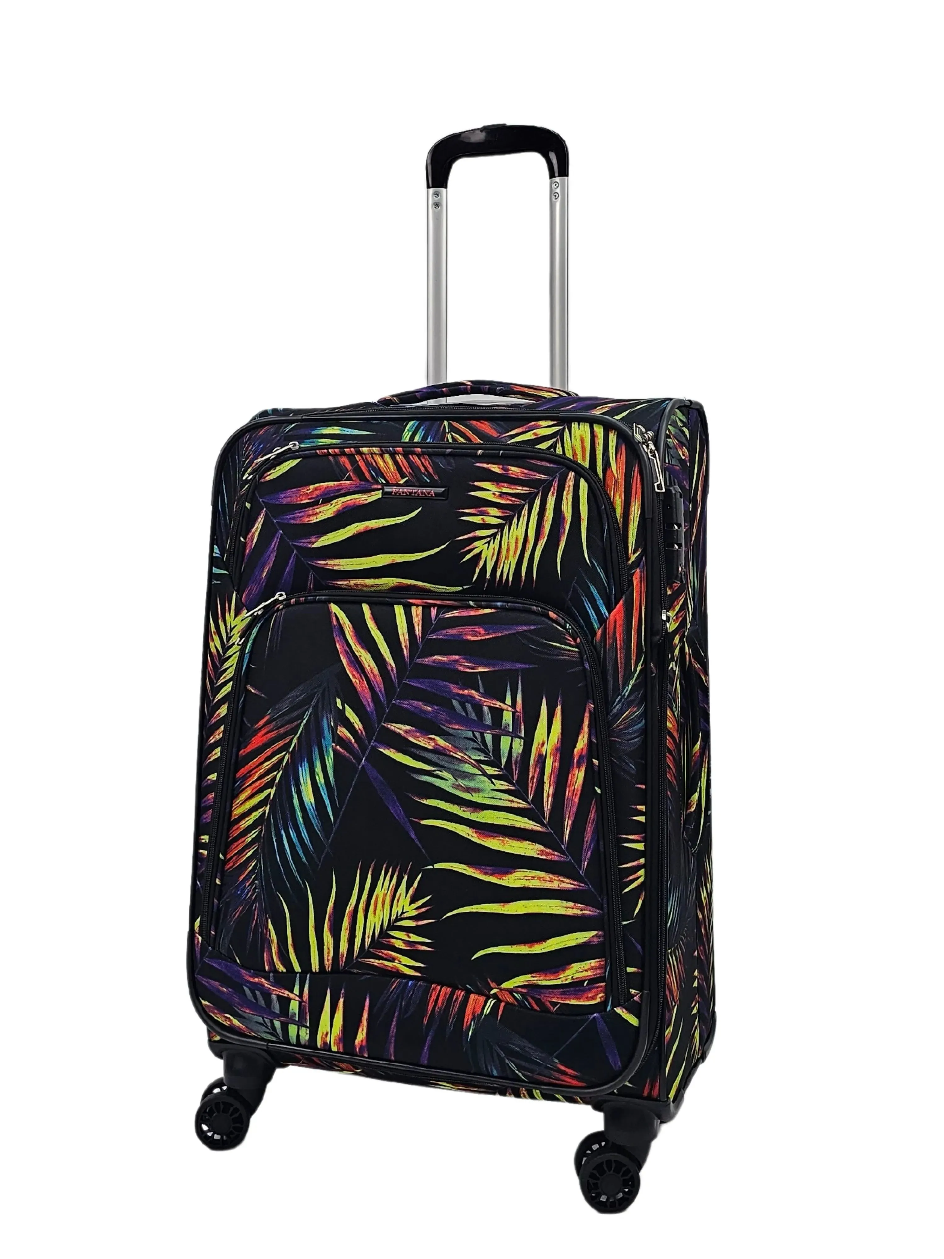 Soft Shell Butterfly Leaf Check Print Suitcase