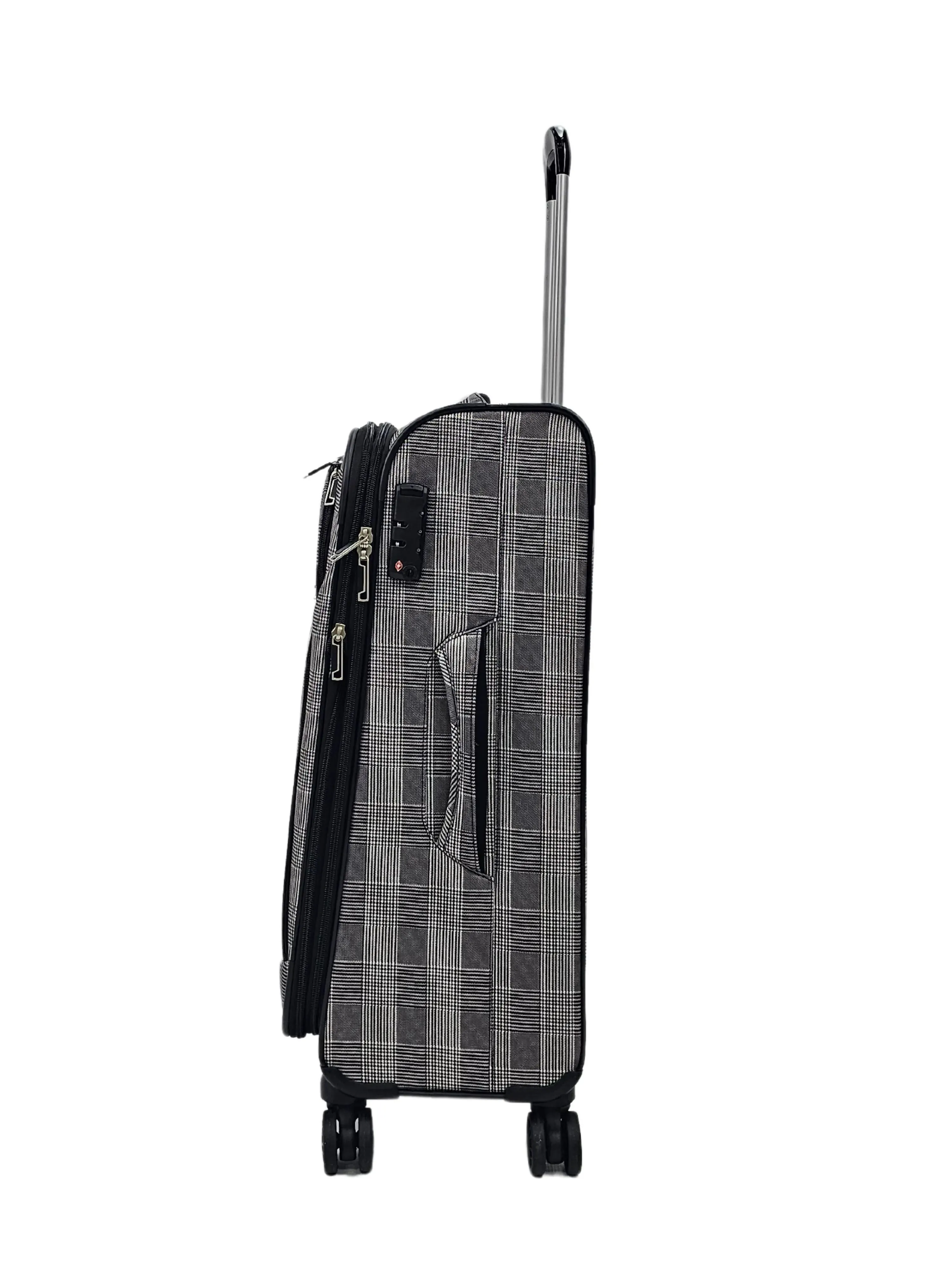 Soft Shell Butterfly Leaf Check Print Suitcase