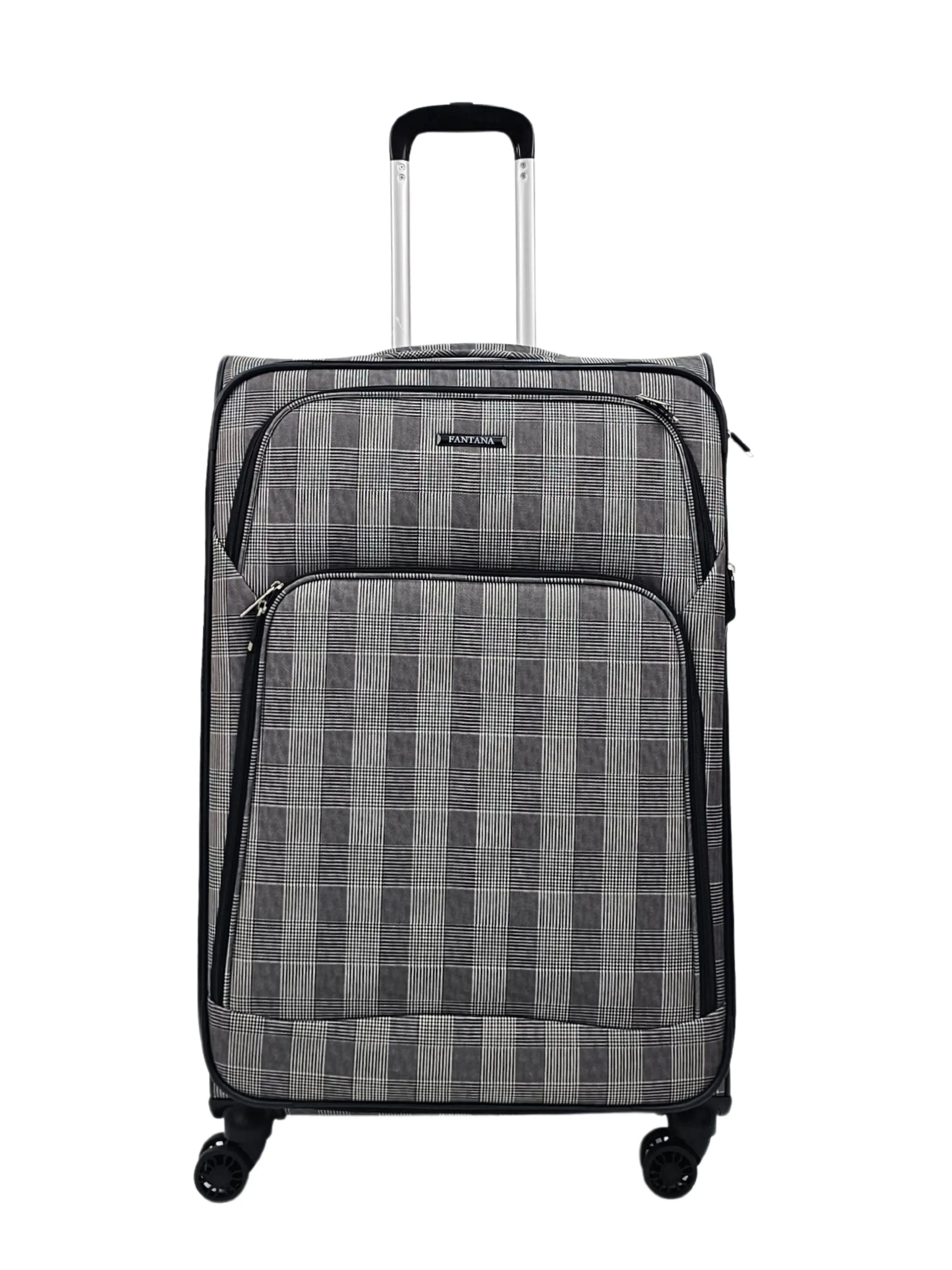 Soft Shell Butterfly Leaf Check Print Suitcase