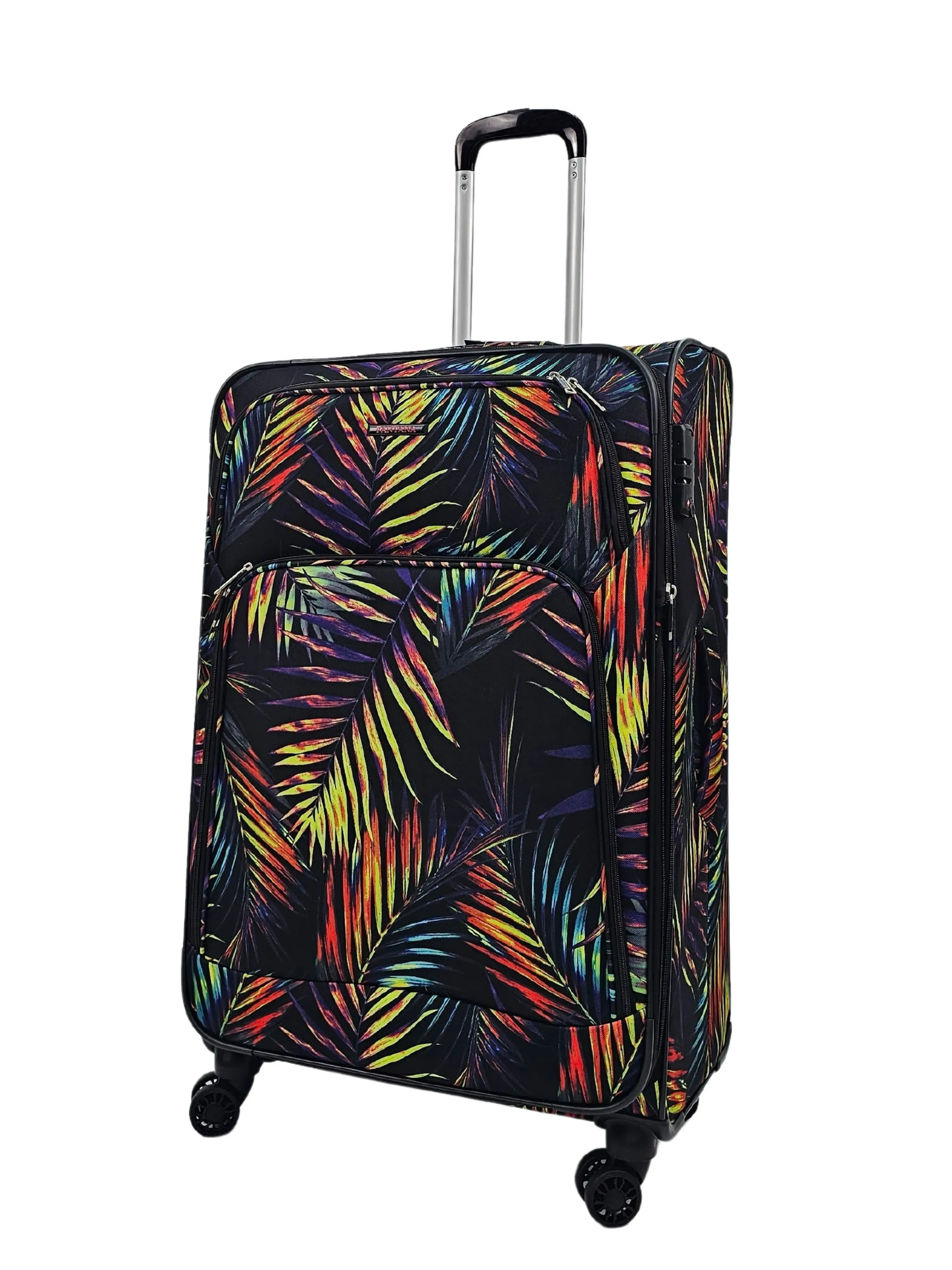 Soft Shell Butterfly Leaf Check Print Suitcase