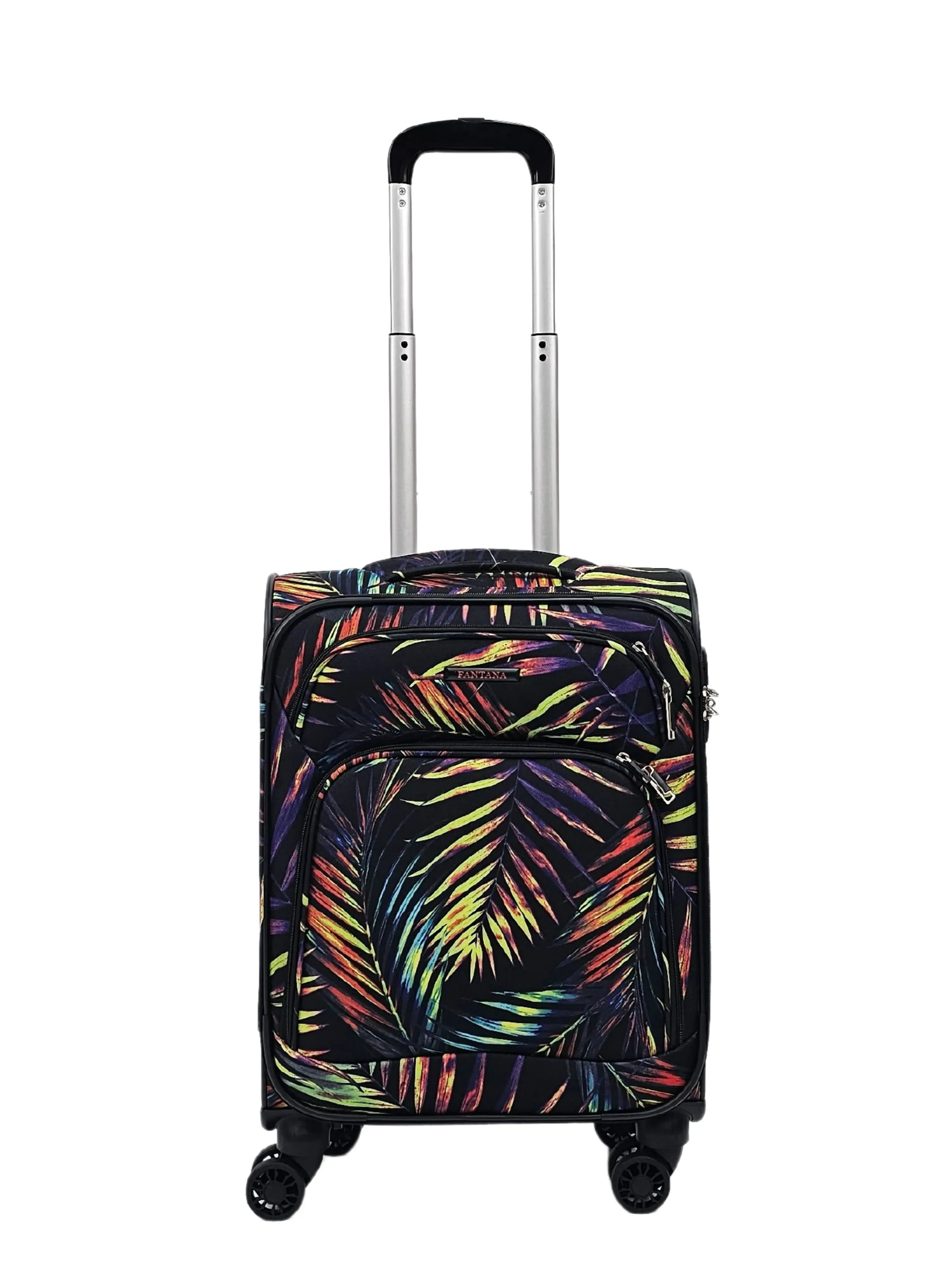 Soft Shell Butterfly Leaf Check Print Suitcase