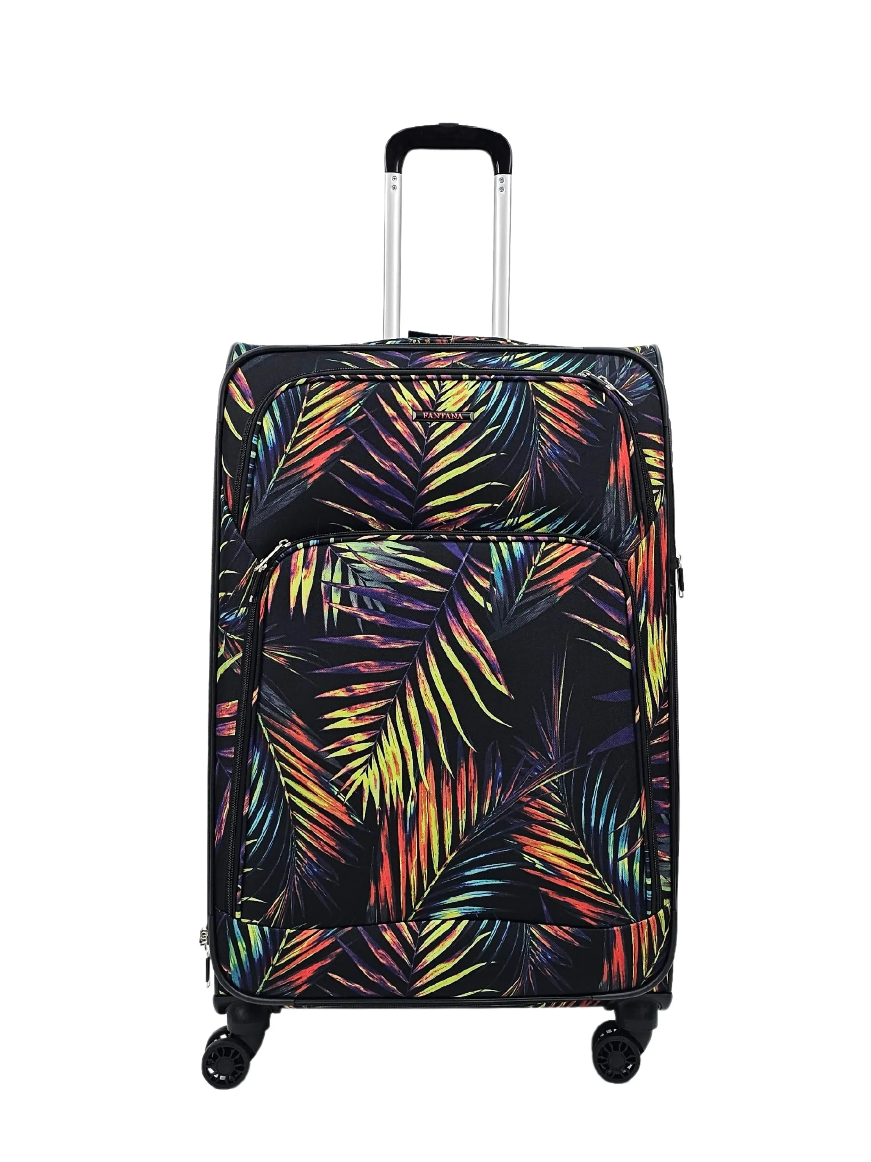 Soft Shell Butterfly Leaf Check Print Suitcase