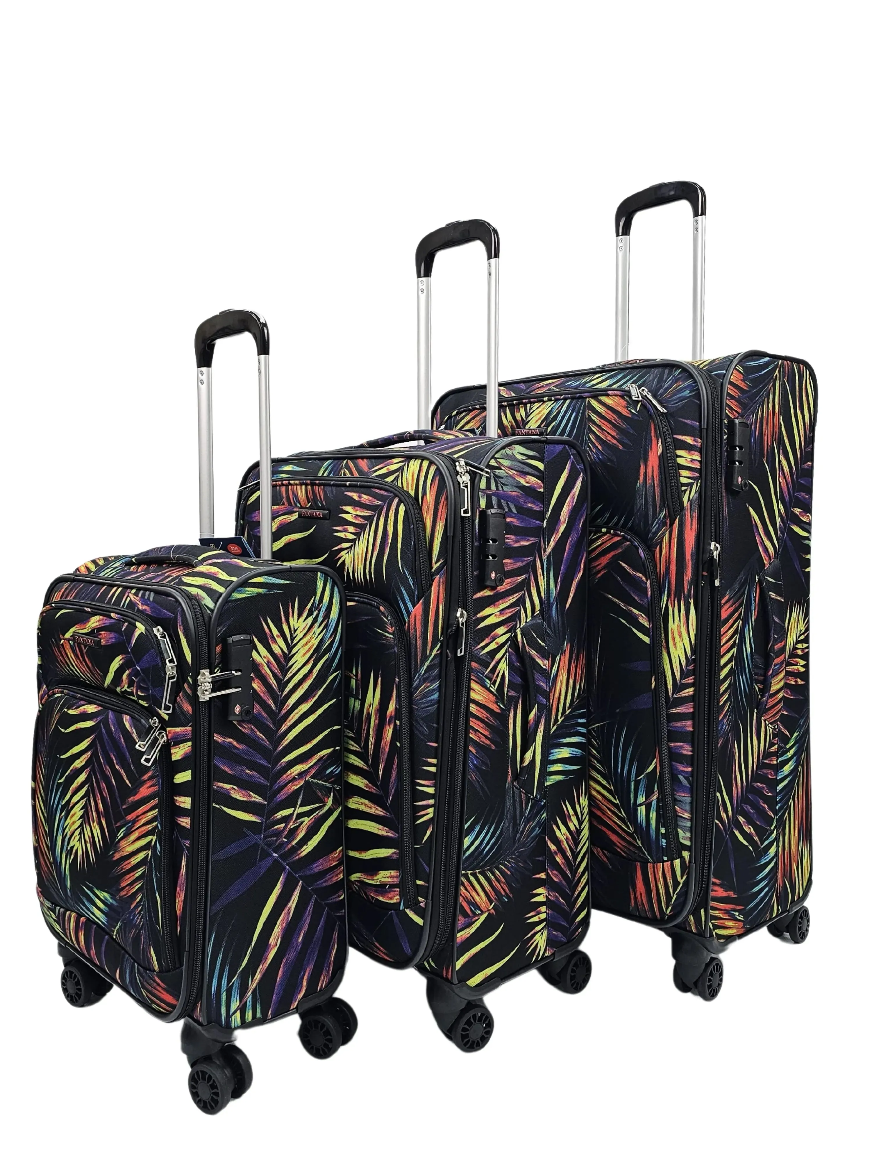 Soft Shell Butterfly Leaf Check Print Suitcase