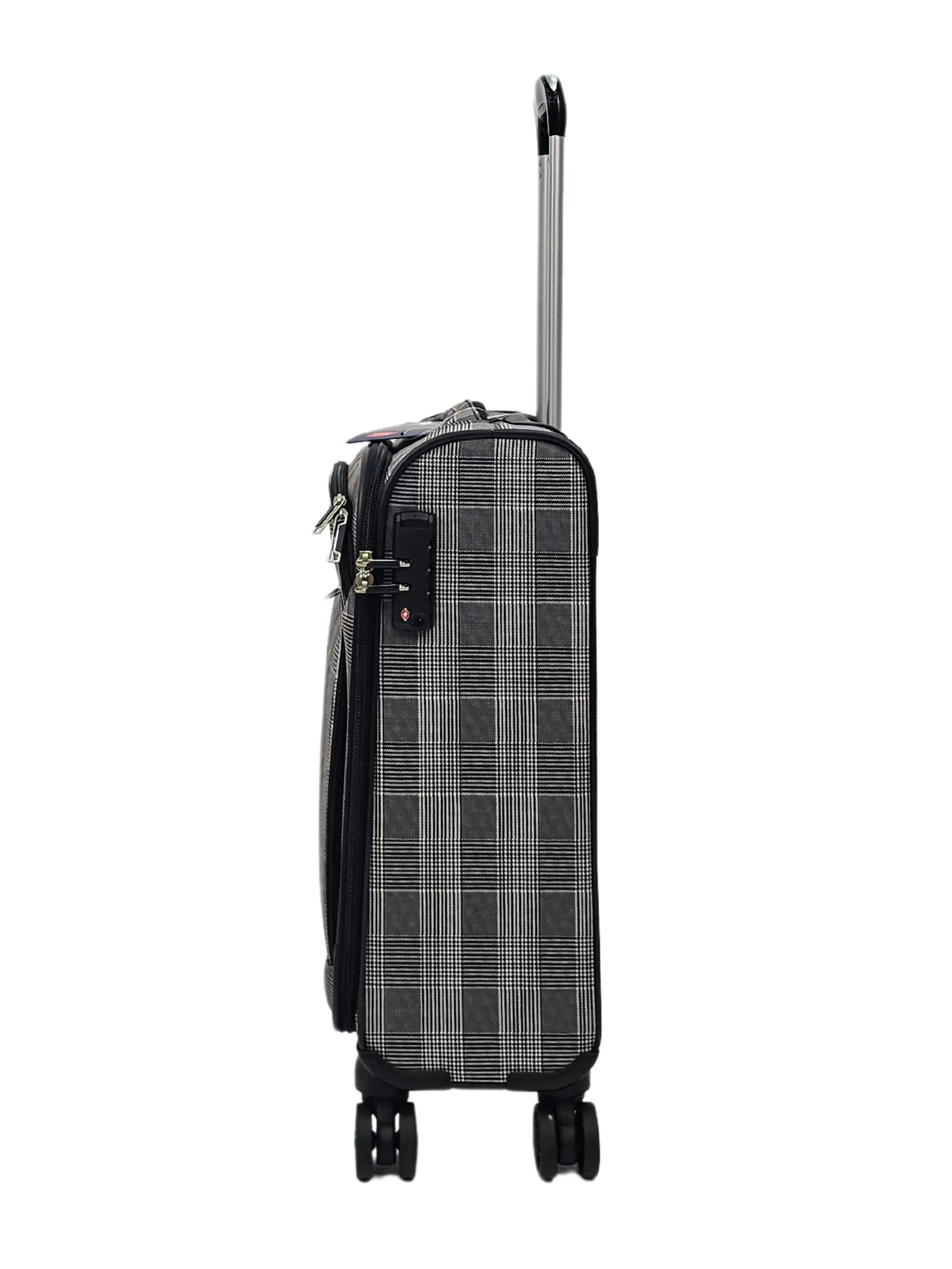 Soft Shell Butterfly Leaf Check Print Suitcase