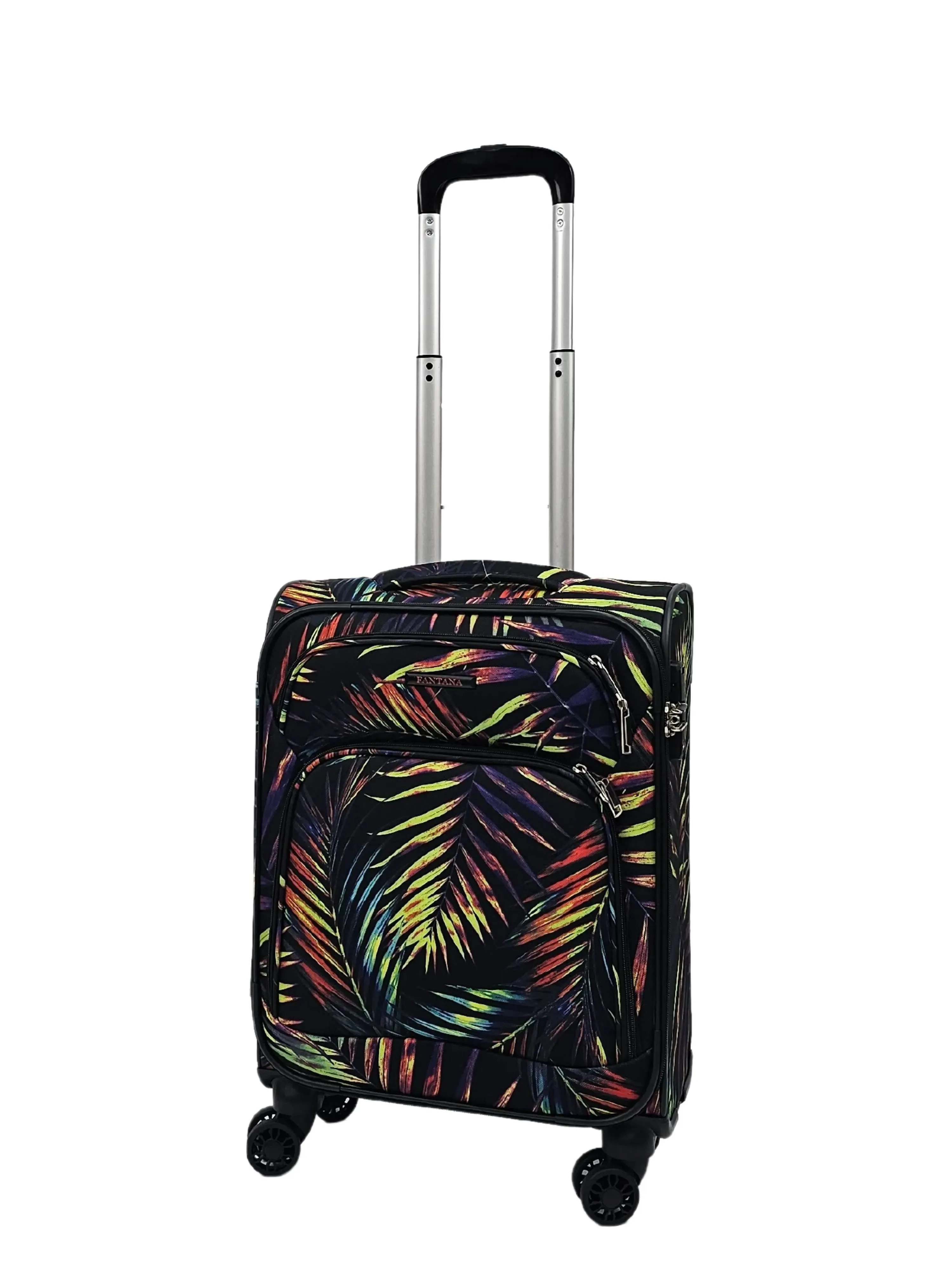 Soft Shell Butterfly Leaf Check Print Suitcase