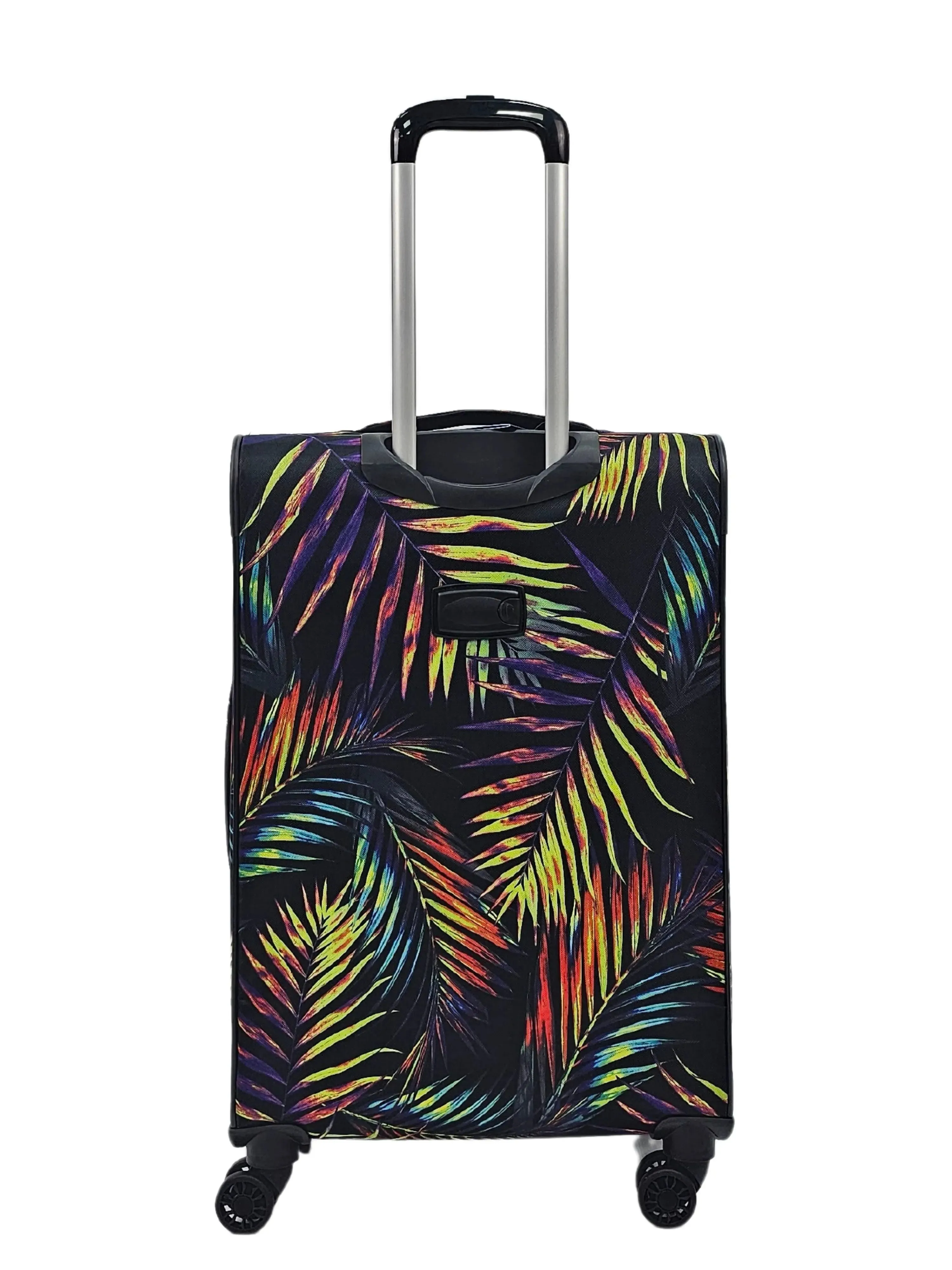 Soft Shell Butterfly Leaf Check Print Suitcase