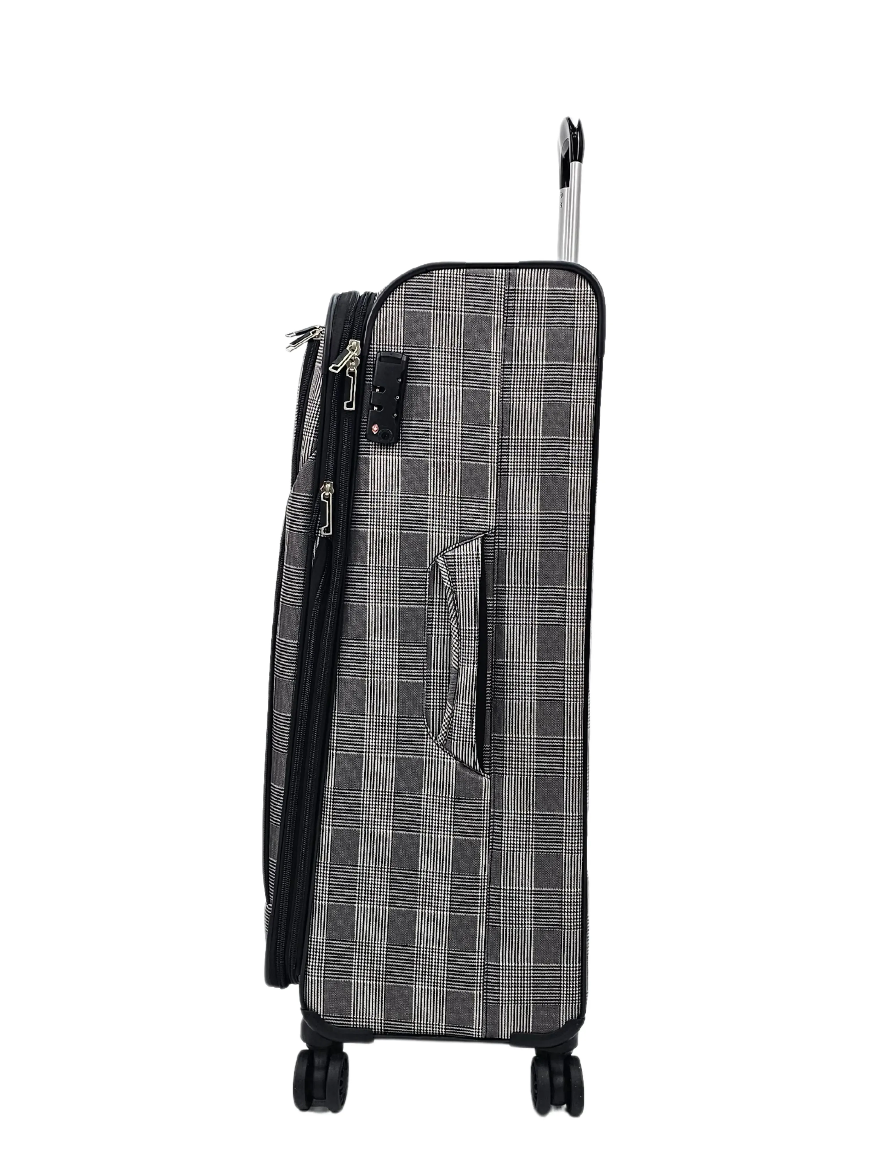 Soft Shell Butterfly Leaf Check Print Suitcase