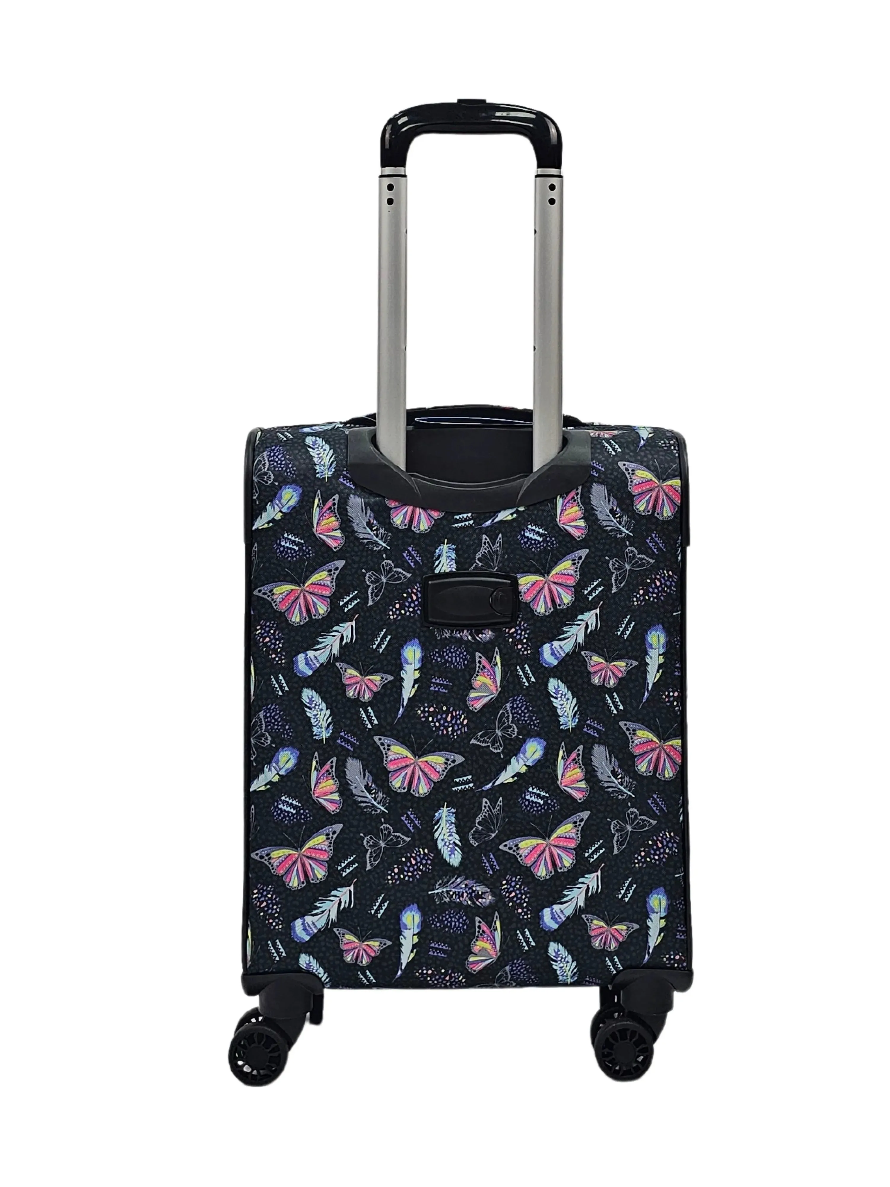 Soft Shell Butterfly Leaf Check Print Suitcase