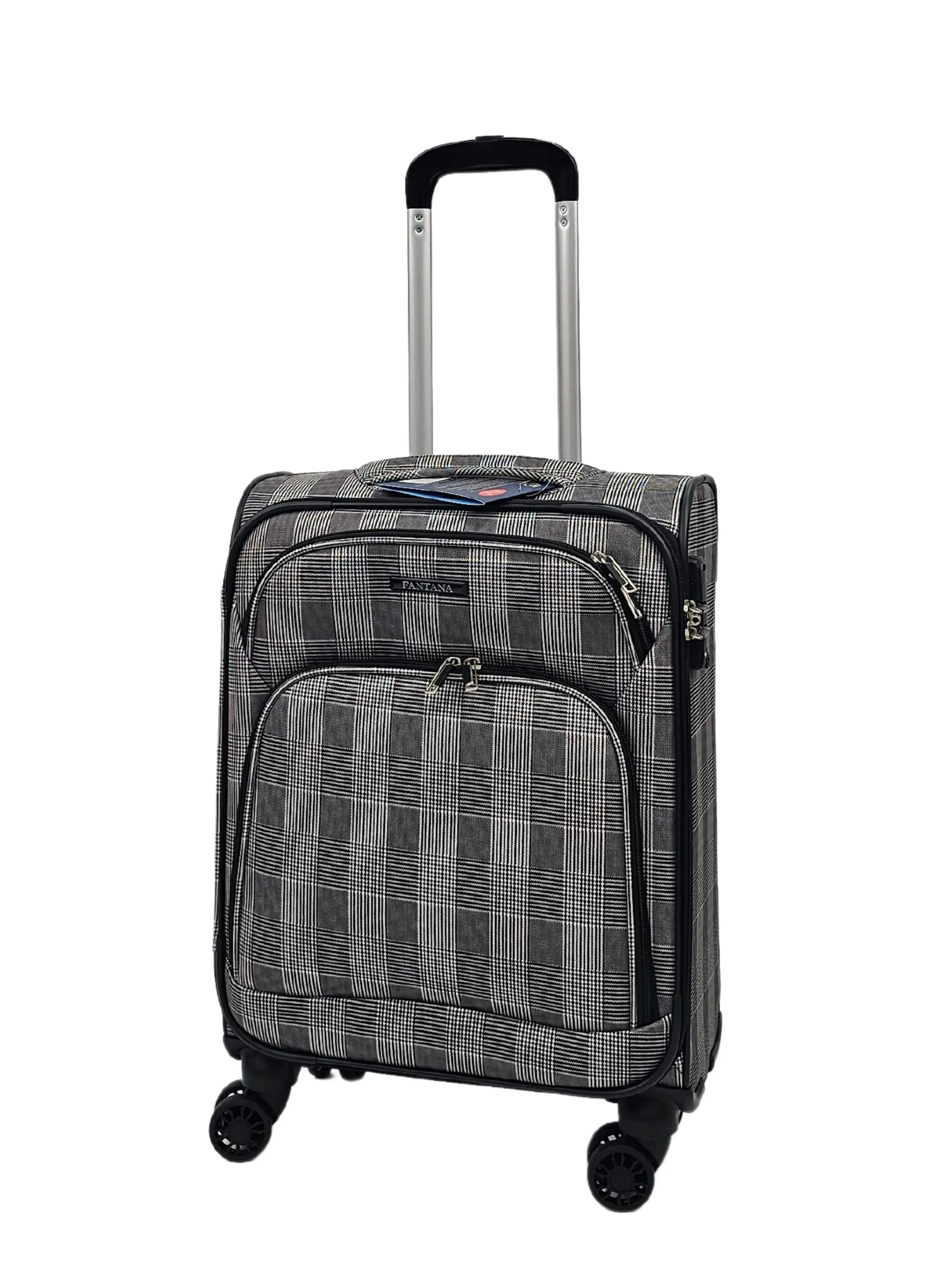 Soft Shell Butterfly Leaf Check Print Suitcase