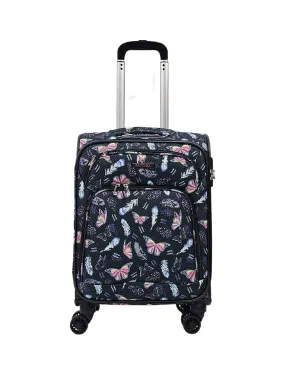 Soft Shell Butterfly Leaf Check Print Suitcase