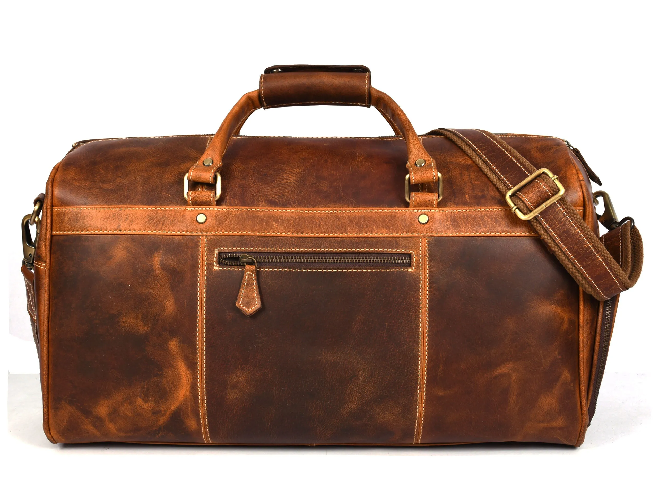 Souris Leather Travel Bag - Caramel Brown