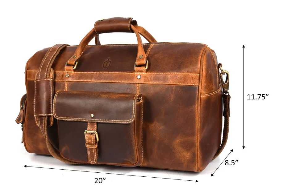 Souris Leather Travel Bag - Caramel Brown