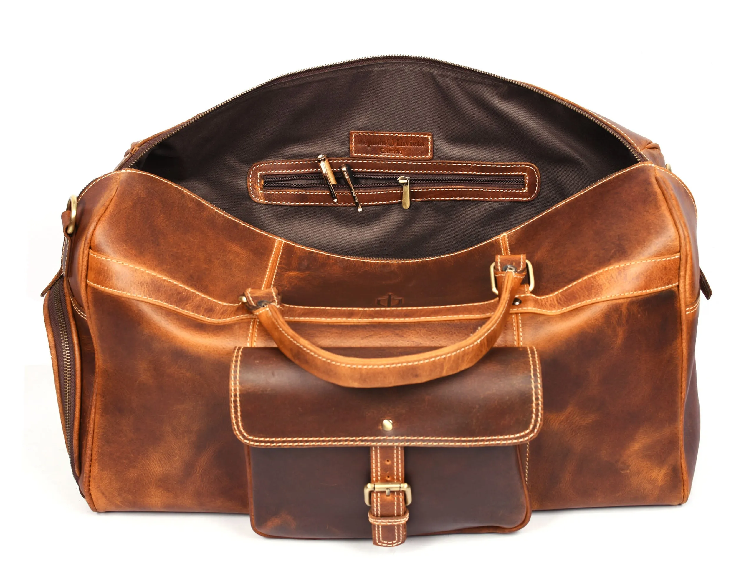 Souris Leather Travel Bag - Caramel Brown