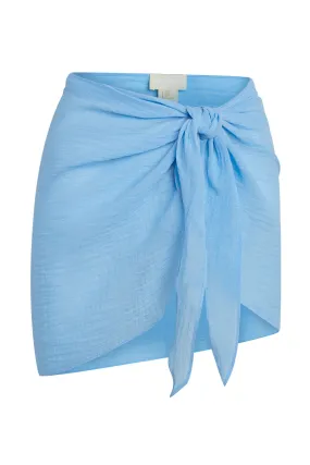 South Beach Sarong - Ibiza Blue Crinkle Linen