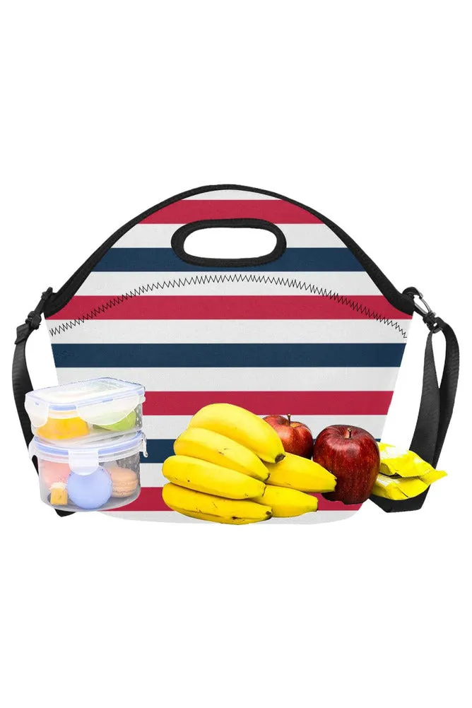 stripesbluegraywhite copy Neoprene Lunch Bag/Large (Model 1669)