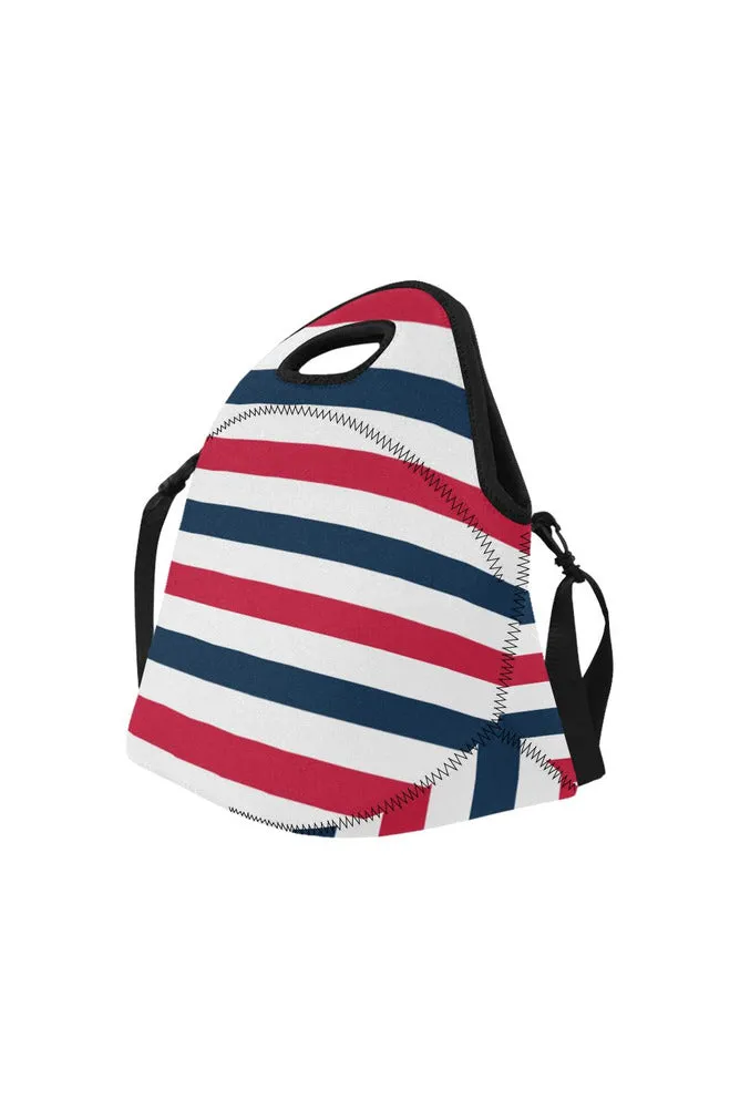 stripesbluegraywhite copy Neoprene Lunch Bag/Large (Model 1669)