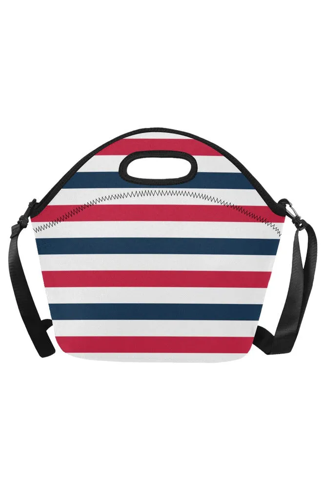 stripesbluegraywhite copy Neoprene Lunch Bag/Large (Model 1669)