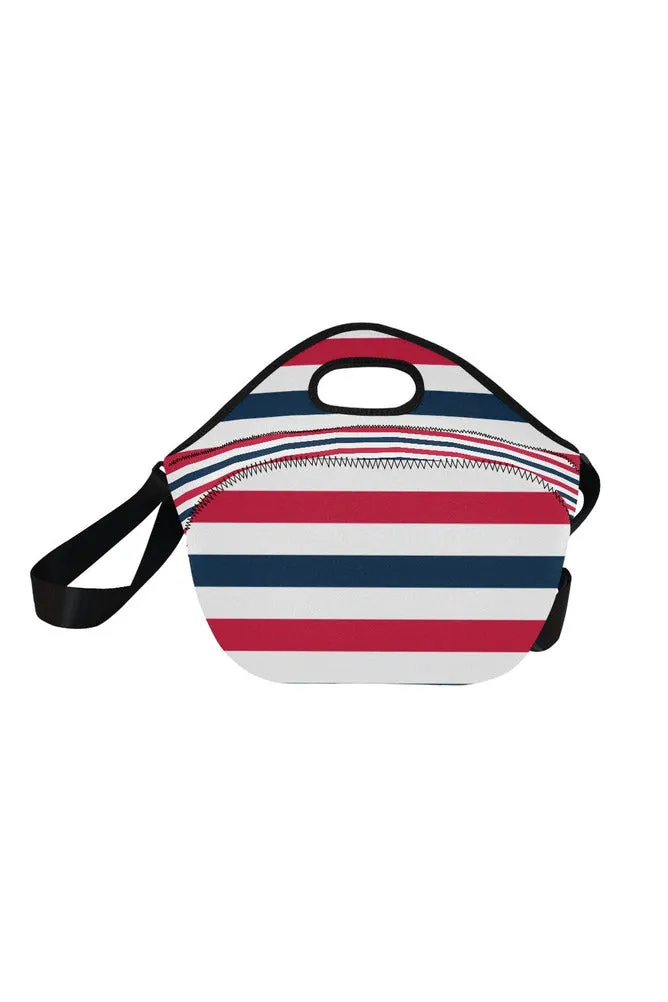 stripesbluegraywhite copy Neoprene Lunch Bag/Large (Model 1669)