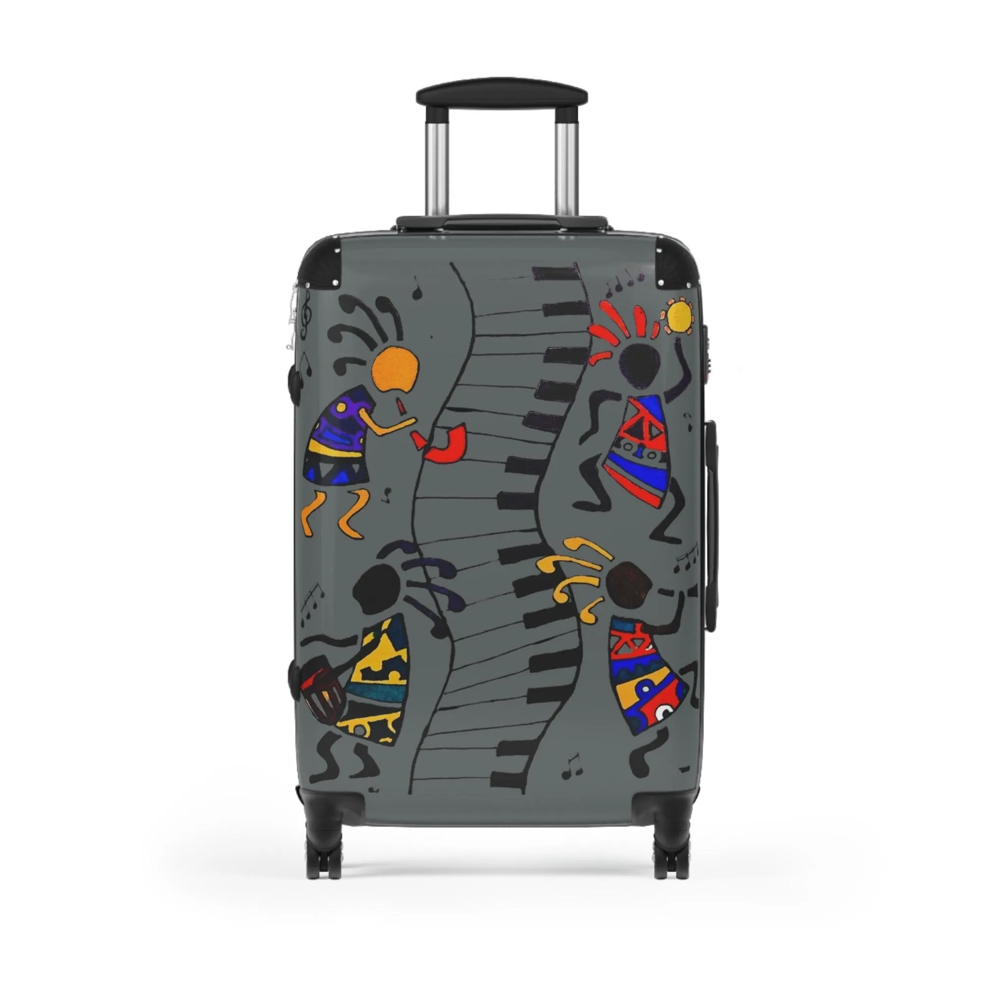 Suitcase, Afro Music Cartoon Suitcase, Handcrafted Luggage Bag, Traveler Gift