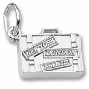 Suitcase Charm In 14K White Gold