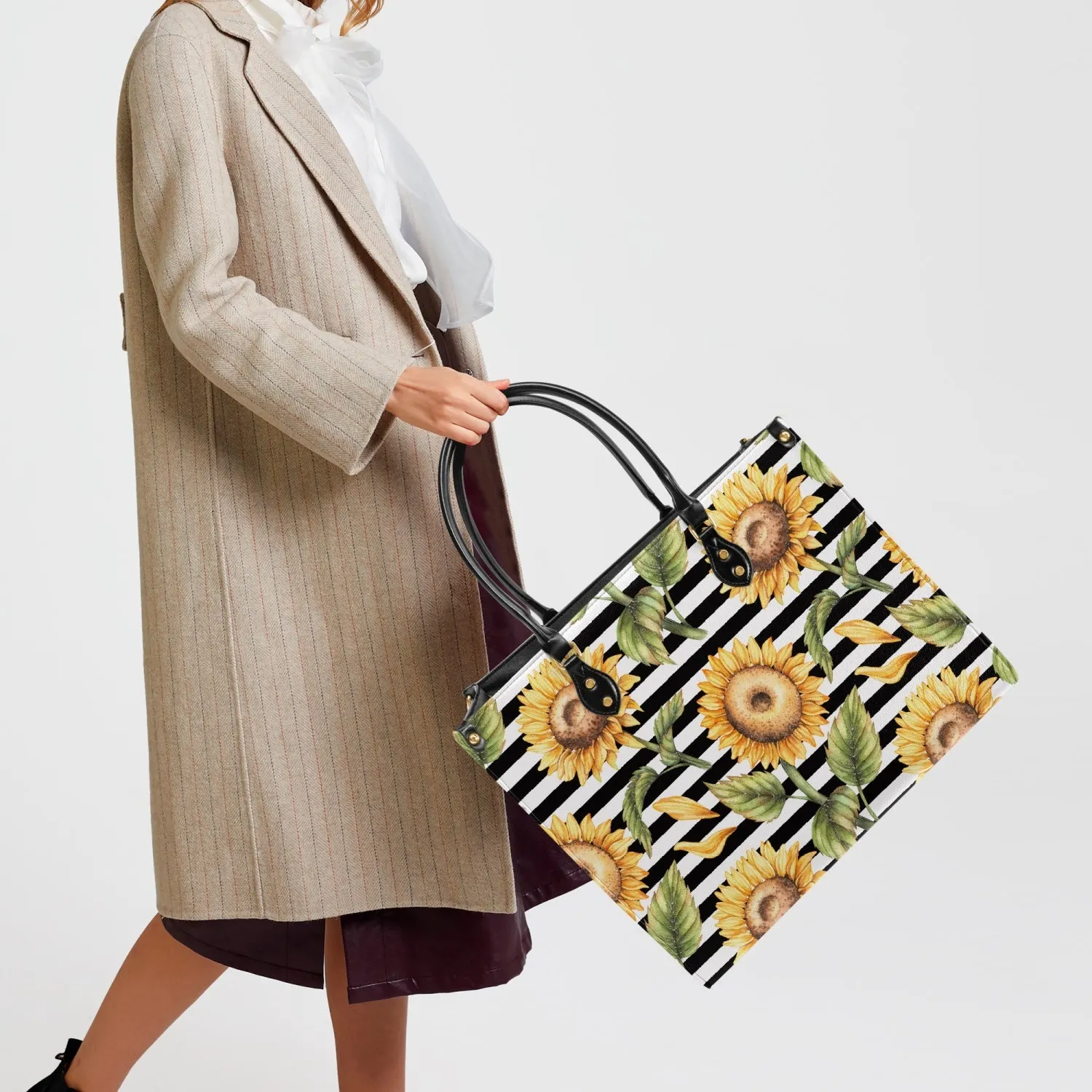 Sunflowers & Stripes Tote Bag