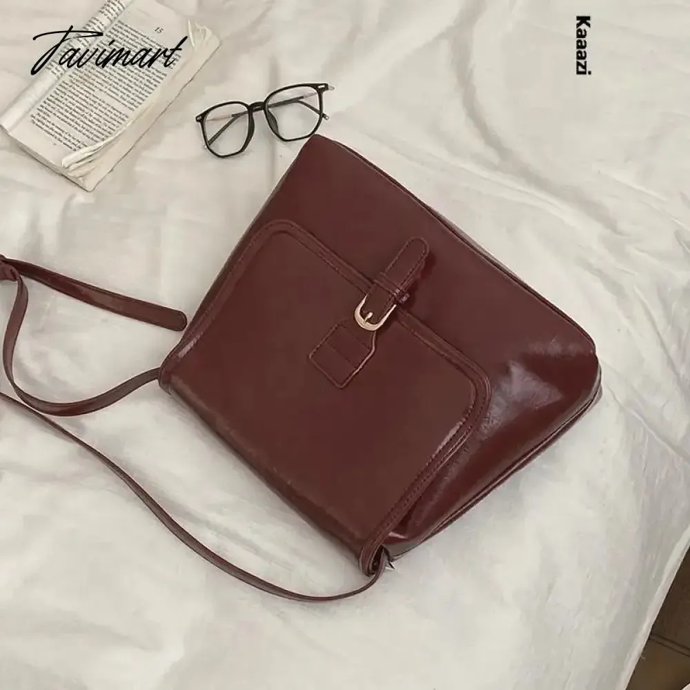 Tavimart Vintage Red Classic Large Capacity New Handbag Casual Versatile Women's Shoulder Bags Luxury Designer Crossbody Bag Trend